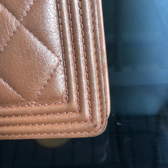 SOLD*** Chanel boy long folding wallet clutch. Metal Rose - Picture 13 of 14